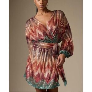 Ramy Brook Multicolor Sequin Long Sleeve Dress NWT